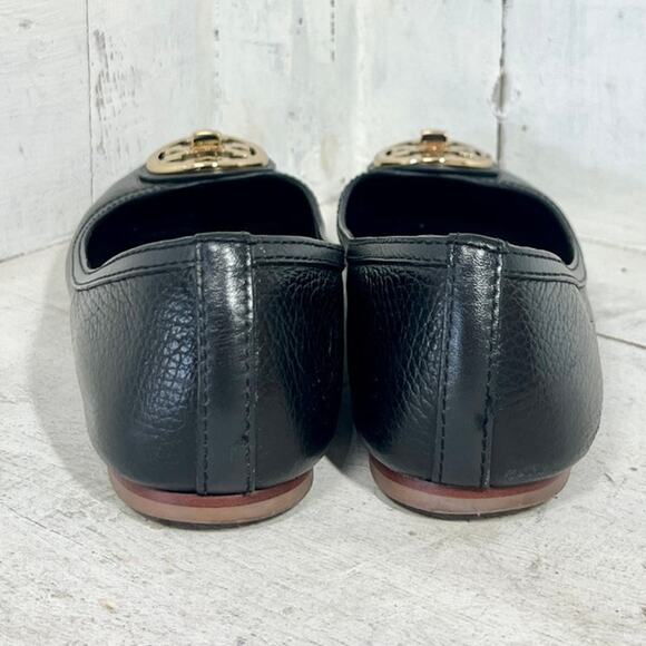 Tory Burch Leather Slip On Round Toe Ballet Flat Shoes Black Women's Size 9M - Picture 3 of 5
